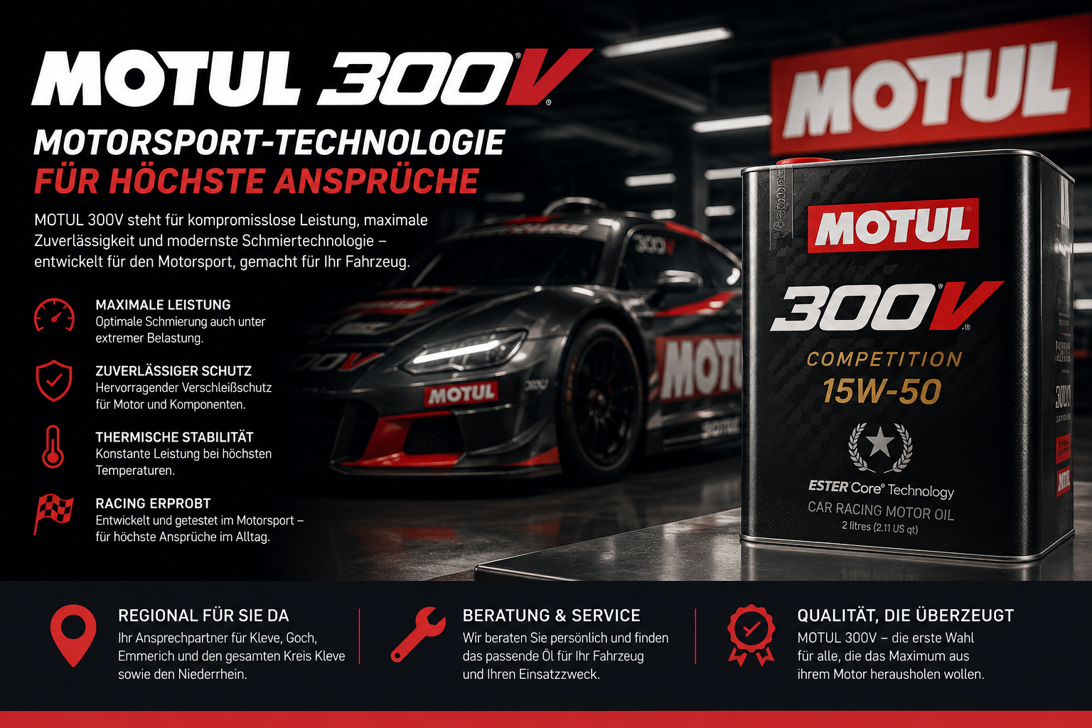 MOTUL 300V Motorsport-Motoröl bei Lueb & Blenkers Mobility in Kleve